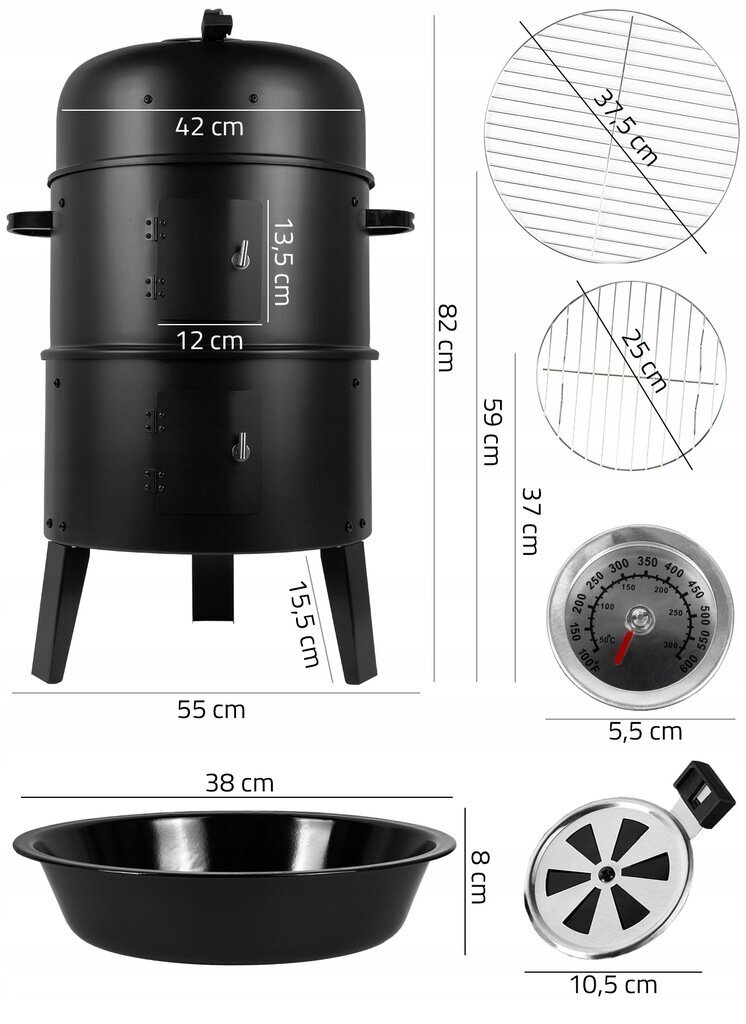 Puuhiiligrilli Fluxar KP120 37,5 x 37,5 cm hinta ja tiedot | Grillit | hobbyhall.fi