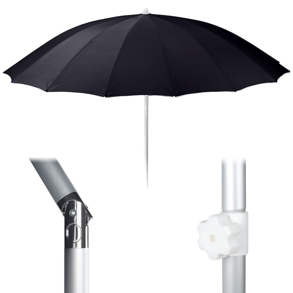 Puutarhasateenvarjo, 220 cm musta hinta ja tiedot | Aurinkovarjot ja markiisit | hobbyhall.fi