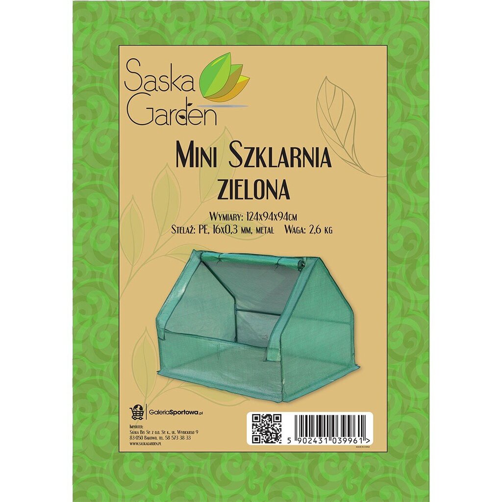 Minikasvihuone, saska garden, 124x94x94, vihreä hinta ja tiedot | Kasvihuoneet | hobbyhall.fi