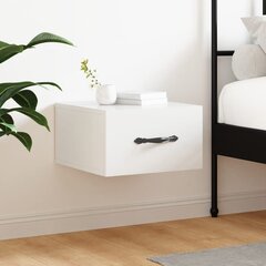 vidaXL Seinäkiinnitettävä yöpöytä korkeakiilto valkoinen 35x35x20 cm hinta ja tiedot | Yöpöydät | hobbyhall.fi