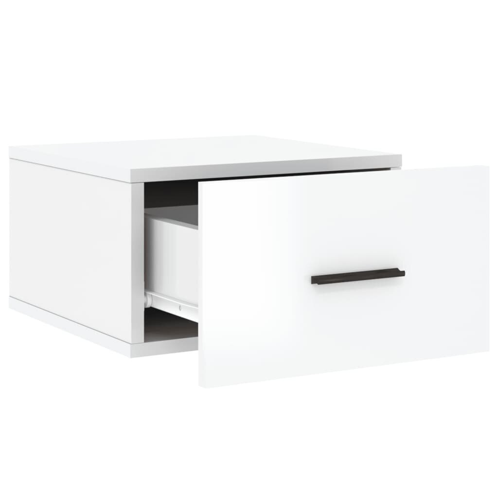 vidaXL Seinäkiinnitettävät yöpöydät 2 kpl korkeak. valk. 35x35x20 cm hinta ja tiedot | Yöpöydät | hobbyhall.fi
