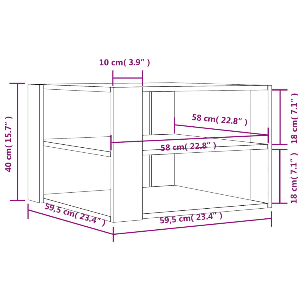 vidaXL Sohvapöytä musta 59,5x59,5x40 cm tekninen puu hinta ja tiedot | Sohvapöydät | hobbyhall.fi