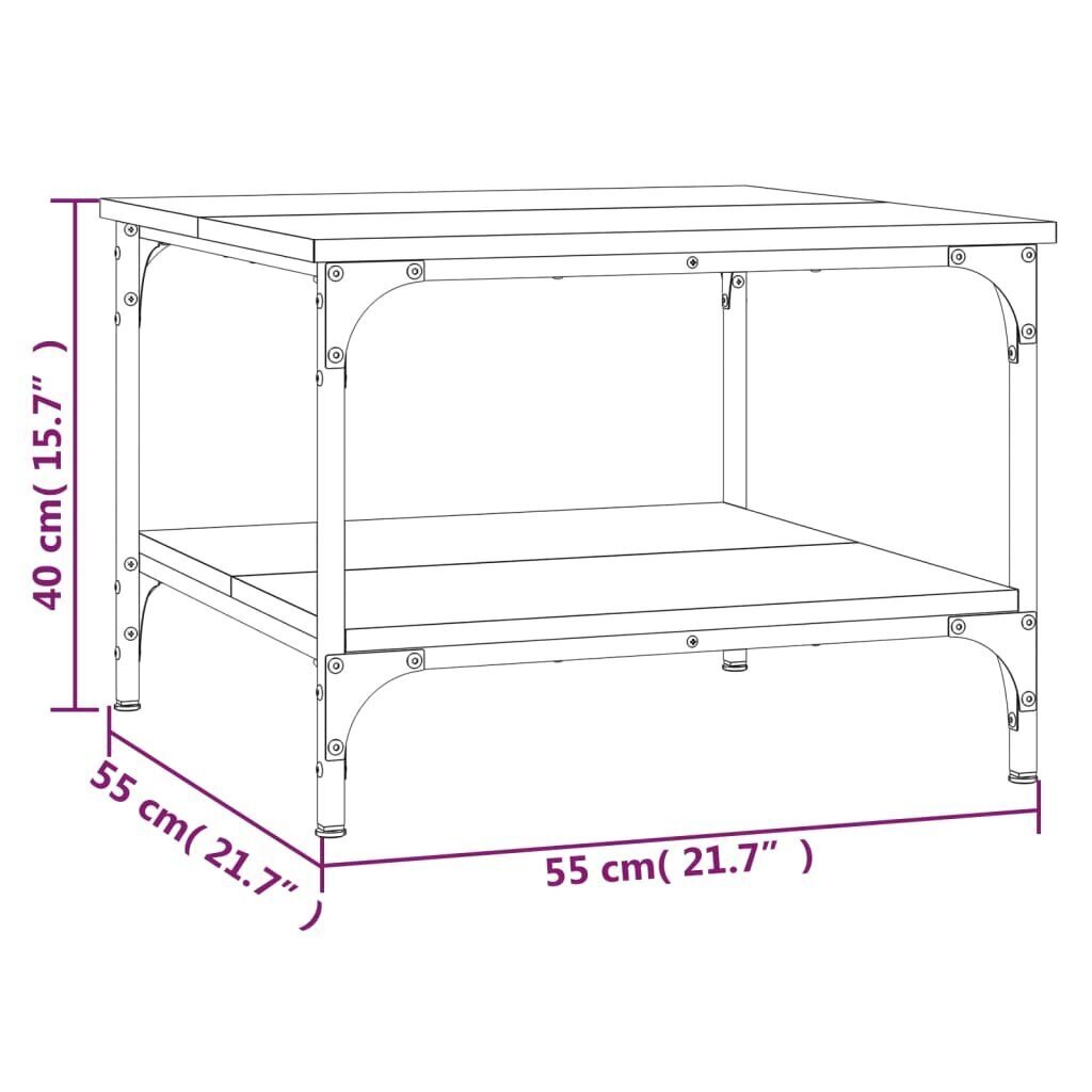 vidaXL Sohvapöytä savutammi 55x55x40 cm tekninen puu hinta ja tiedot | Sohvapöydät | hobbyhall.fi