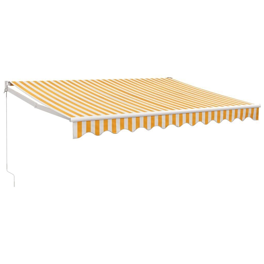 vidaXL Sisäänkelattava markiisi keltavalkoinen 3x2,5 m kangas/alumiini hinta ja tiedot | Aurinkovarjot ja markiisit | hobbyhall.fi