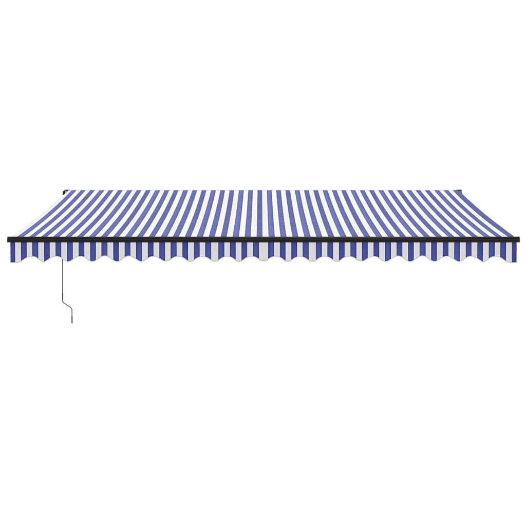 vidaXL Sisäänkelattava markiisi sinivalkoinen 5x3 m kangas/alumiini hinta ja tiedot | Aurinkovarjot ja markiisit | hobbyhall.fi