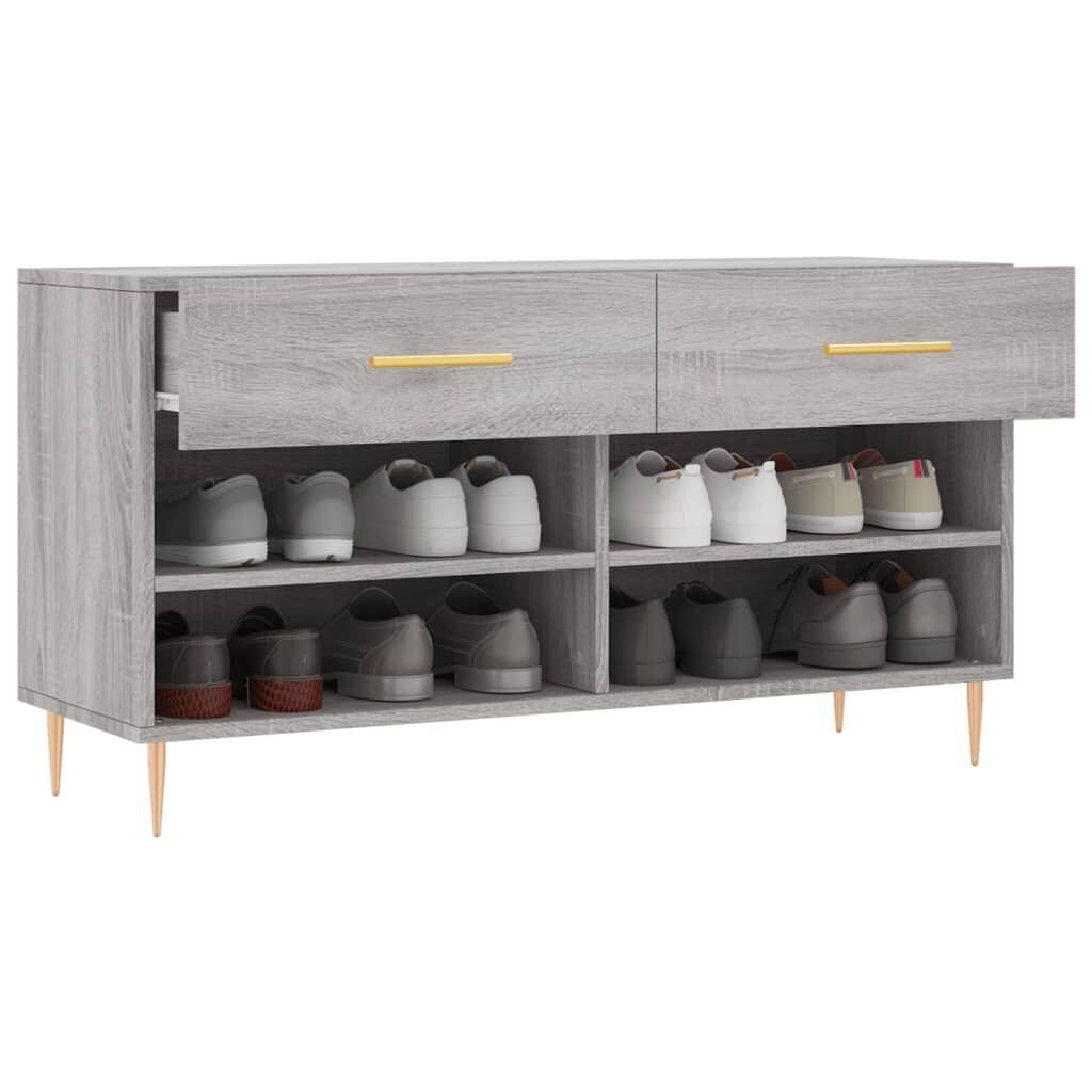 vidaXL Kenkäpenkki harmaa Sonoma 102x35x55 cm tekninen puu hinta ja tiedot | Kenkäkaapit ja -hyllyt | hobbyhall.fi