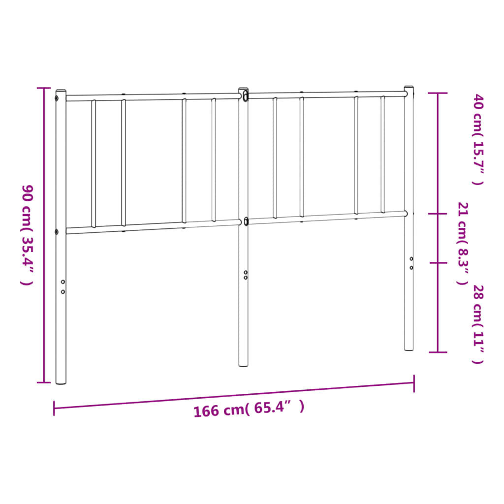 vidaXL Metallinen sängynpääty valkoinen 160 cm hinta ja tiedot | Sängyt | hobbyhall.fi