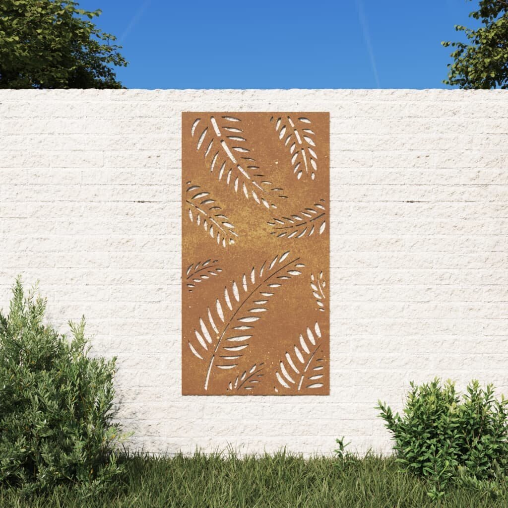 vidaXL Puutarhaseinäkoriste 105x55 cm corten teräs lehtikuvio hinta ja tiedot | Sisustustuotteet | hobbyhall.fi