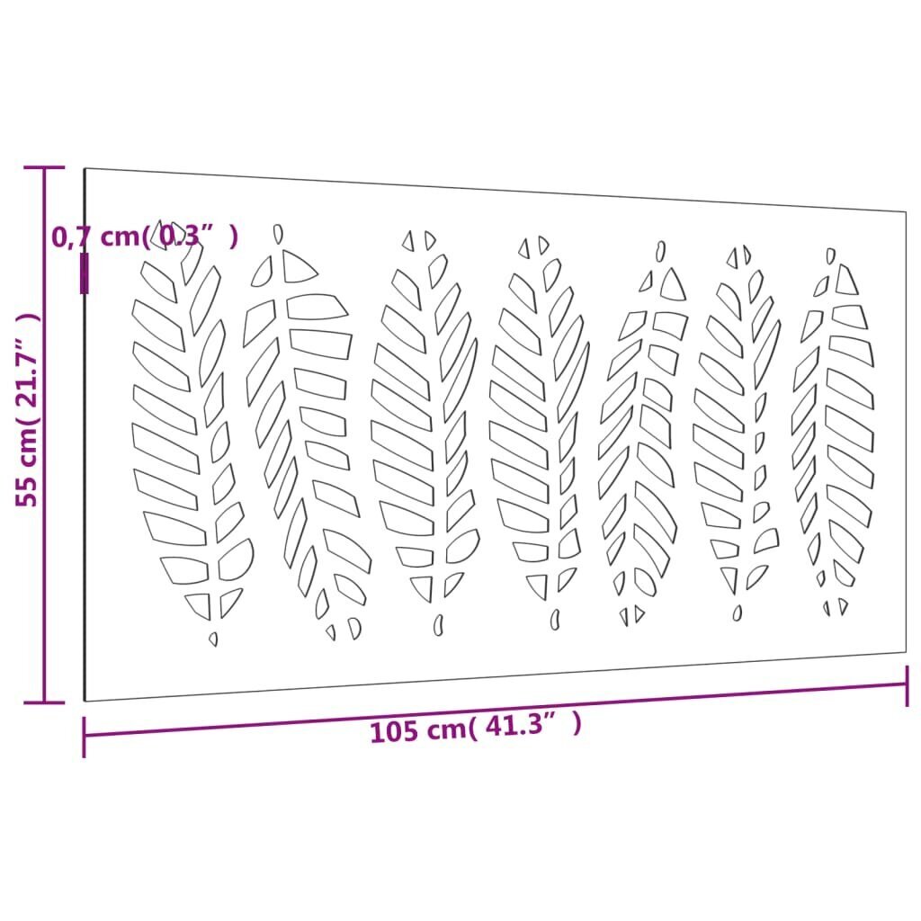 vidaXL Puutarhaseinäkoriste 105x55 cm corten teräs lehtikuvio hinta ja tiedot | Sisustustuotteet | hobbyhall.fi