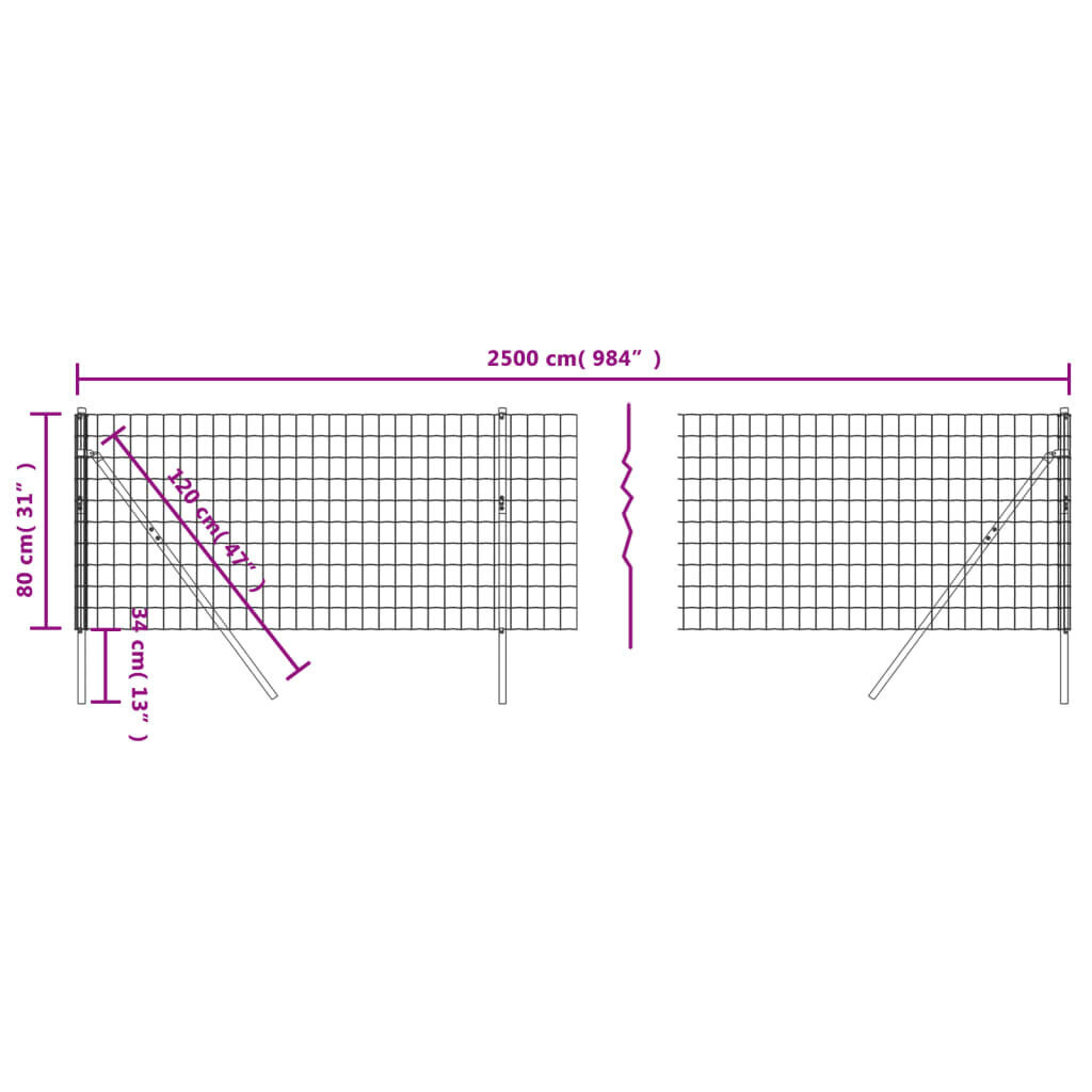 vidaXL Verkkoaita vihreä 0,8x25 m galvanoitu teräs hinta ja tiedot | Aidat ja tarvikkeet | hobbyhall.fi