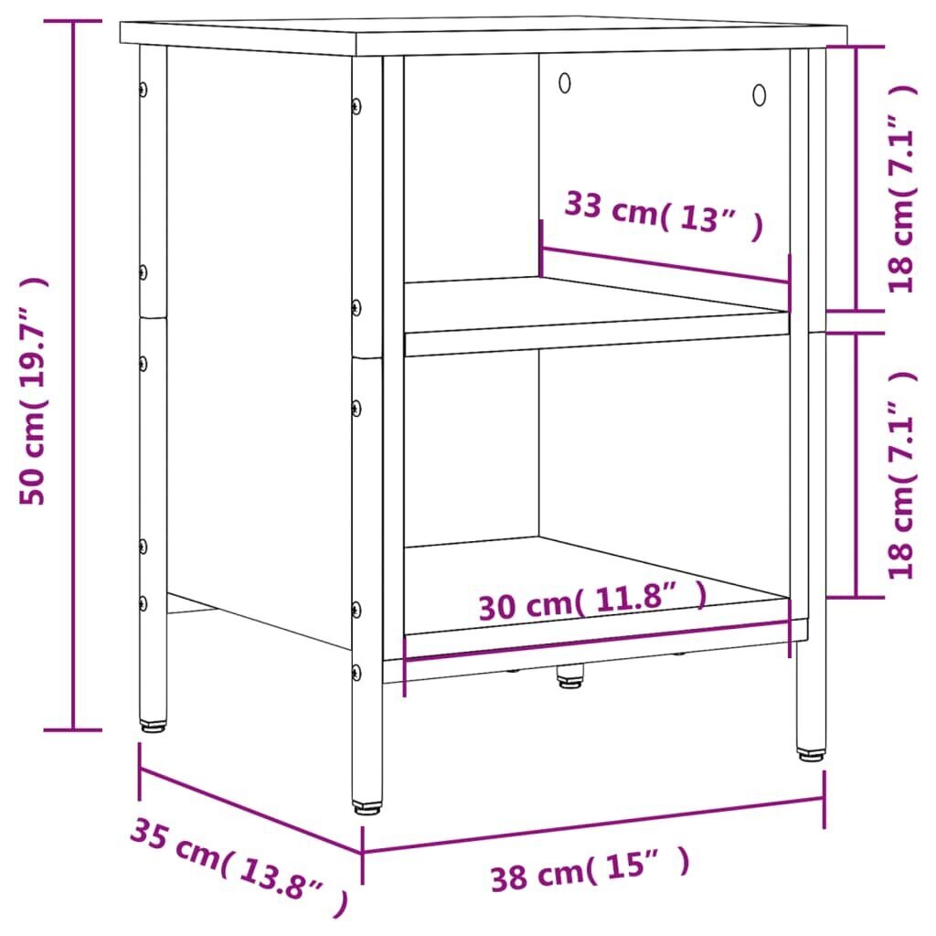 vidaXL Kenkäkaappi harmaa Sonoma 38x35x50 cm tekninen puu hinta ja tiedot | Kenkäkaapit ja -hyllyt | hobbyhall.fi