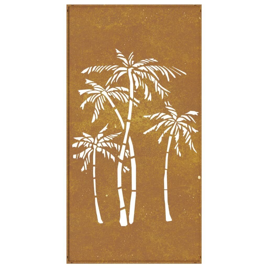 vidaXL Puutarhaseinäkoriste 105x55 cm corten teräs palmukuvio hinta ja tiedot | Sisustustuotteet | hobbyhall.fi