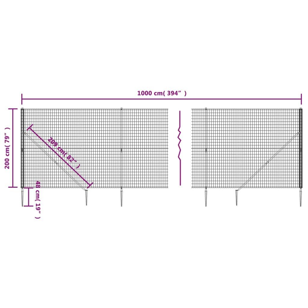 vidaXL Verkkoaita maapiikeillä vihreä 2x10 m hinta ja tiedot | Aidat ja tarvikkeet | hobbyhall.fi