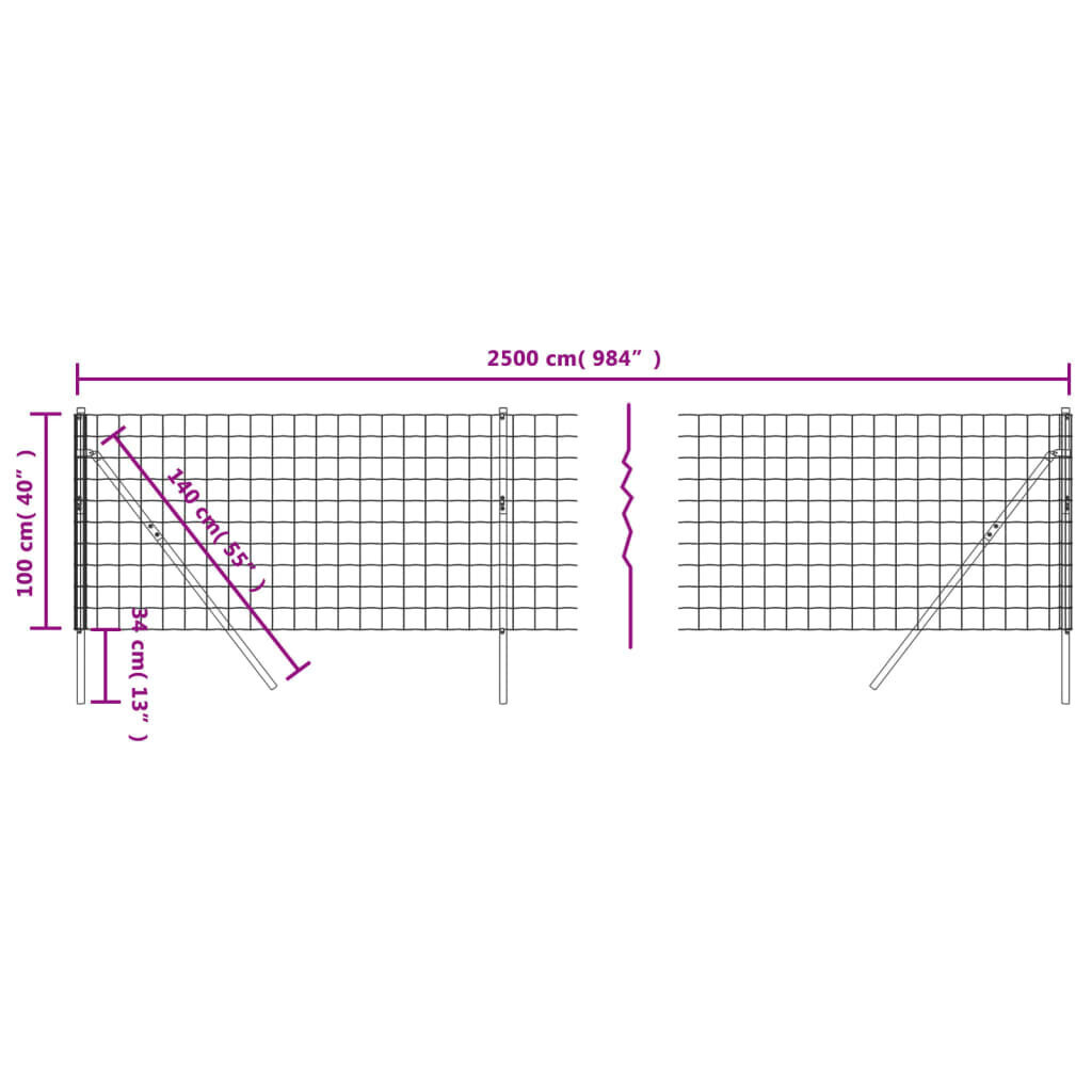 vidaXL Verkkoaita antrasiitti 1x25 m galvanoitu teräs hinta ja tiedot | Aidat ja tarvikkeet | hobbyhall.fi