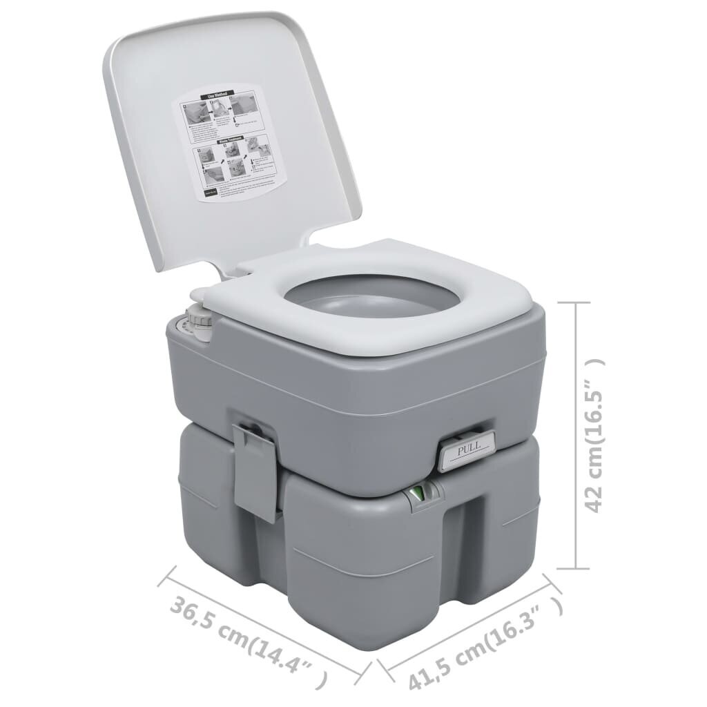 vidaXL Kannettava retkeily-WC harmaa 20 + 10 l hinta ja tiedot | Muut retkeilyvarusteet | hobbyhall.fi