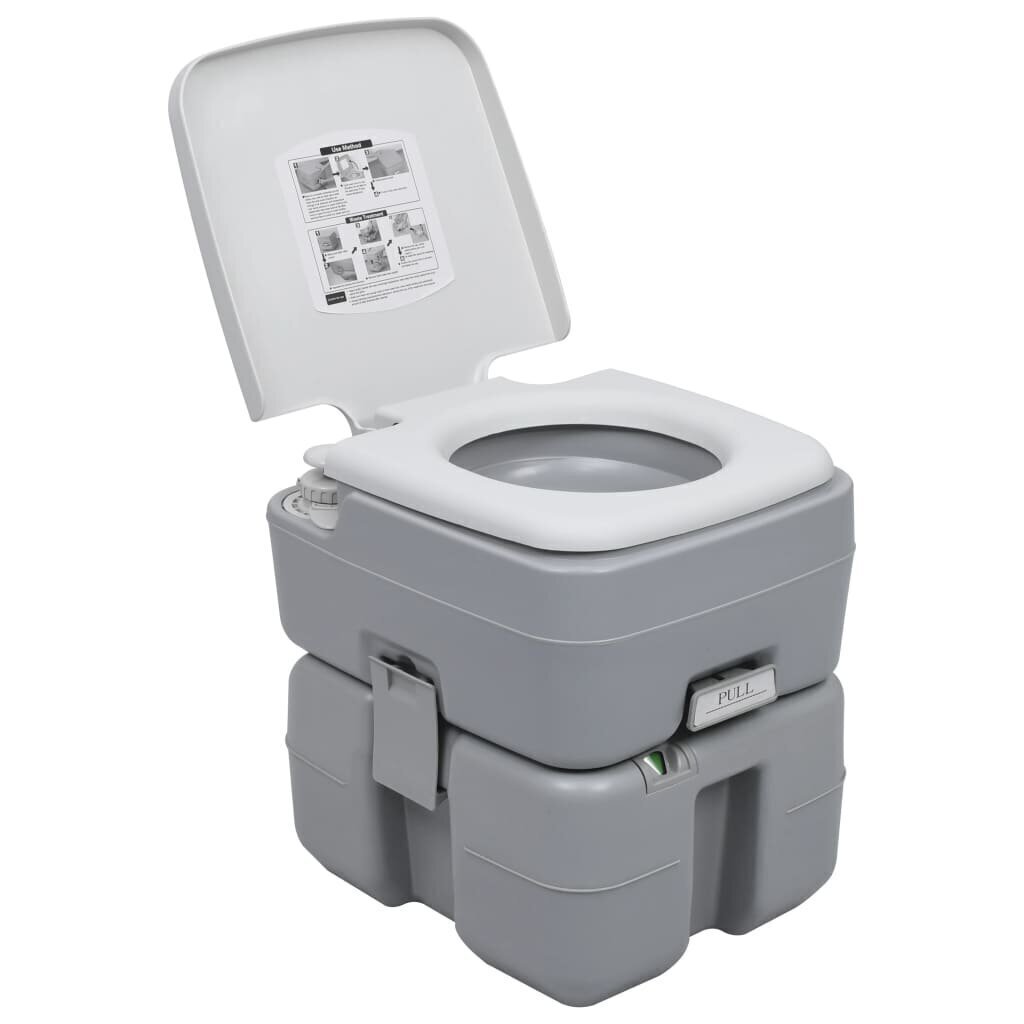vidaXL Kannettava retkeily-WC harmaa 20 + 10 l hinta ja tiedot | Muut retkeilyvarusteet | hobbyhall.fi