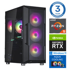 INTOP AQUA Ryzen 5 7600X 16GB DDR5 2TB SSD M.2 NVME RTX3060 12GB WIN11 hinta ja tiedot | Pöytätietokoneet | hobbyhall.fi