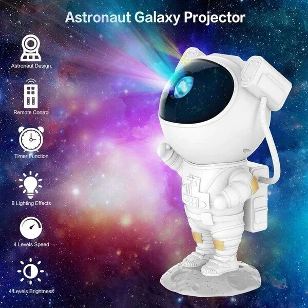 LED 3D galaxy and star projector Astronaut hinta ja tiedot | Juhlakoristeet | hobbyhall.fi