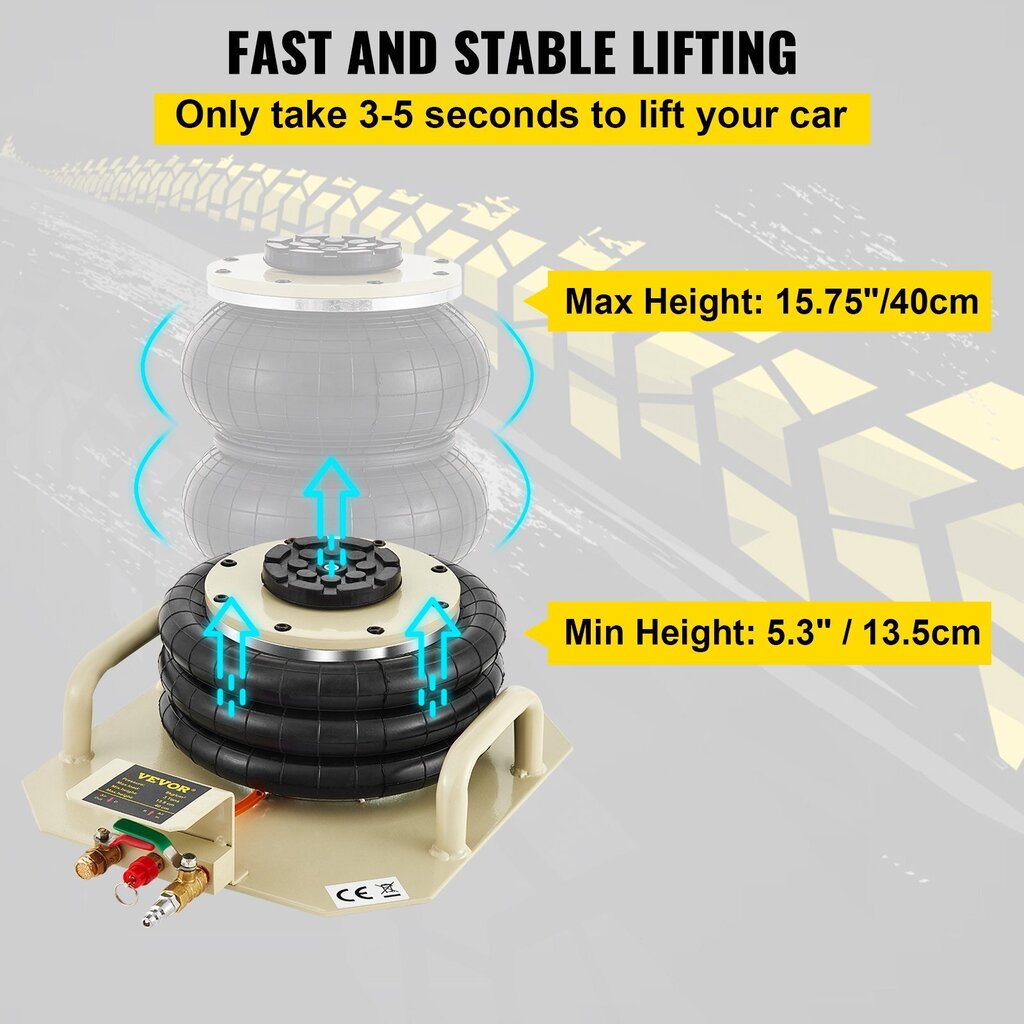 Pneumaattinen tunkki Vevor 3 T hinta ja tiedot | Lisätarvikkeet autoiluun | hobbyhall.fi