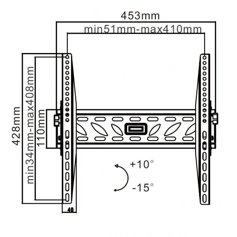 Seinäkiinnike 32-55'' musta lp09 hinta ja tiedot | TV-seinätelineet | hobbyhall.fi