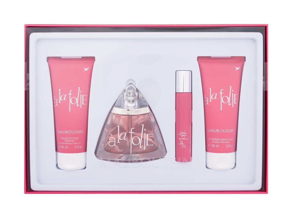 Sarja Mauboussin A La Folie naisille: Hajuvesi EDP, 100 ml + Hajuvesi EDP, 20 ml + suihkugeeli, 90 ml + vartalovoide, 90 ml hinta ja tiedot | Naisten hajuvedet | hobbyhall.fi