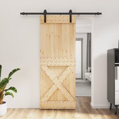 vidaXL Liukuovi asennustarvikkeineen 80x210 cm täysi mänty hinta ja tiedot | Sisäovet | hobbyhall.fi