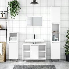 vidaXL 3-osainen Kylpyhuonekalustesarja valkoinen tekninen puu hinta ja tiedot | Kylpyhuonekalusteet | hobbyhall.fi