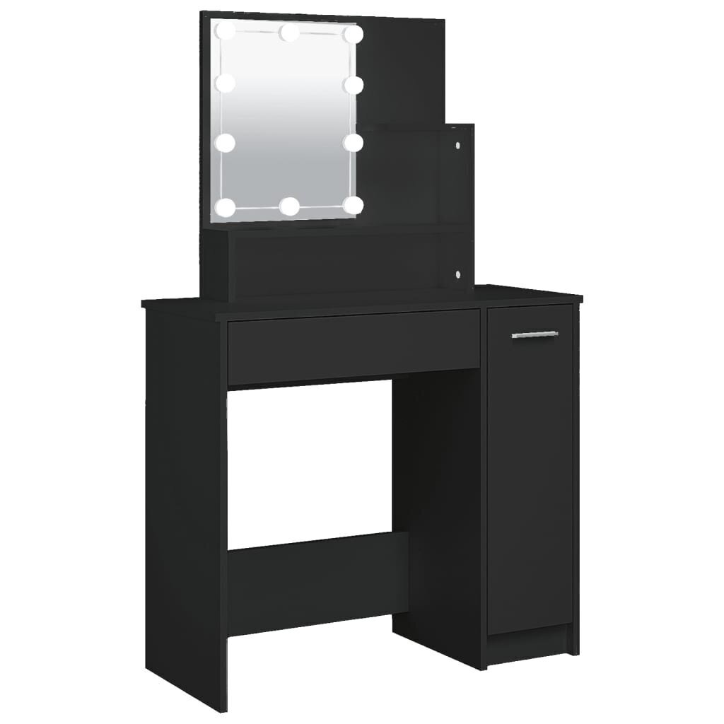 VidaXL Peilipöytä LED-valoilla musta 86,5x35x136 cm hinta ja tiedot | Peilipöydät | hobbyhall.fi