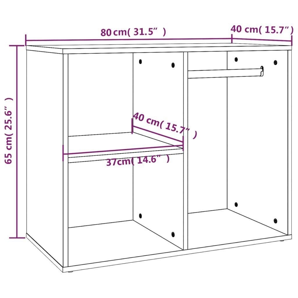 vidaXL Kosmetiikkakaappi musta 80x40x65 cm tekninen puu hinta ja tiedot | Olohuoneen kaapit ja lipastot | hobbyhall.fi