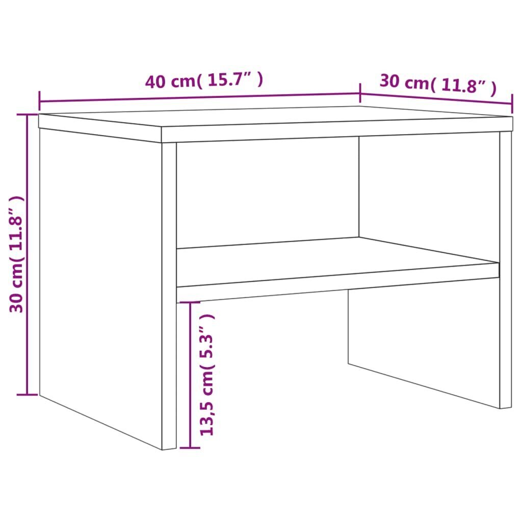 vidaXL Yöpöydät 2 kpl harmaa sonoma 40x30x30 cm tekninen puu hinta ja tiedot | Yöpöydät | hobbyhall.fi