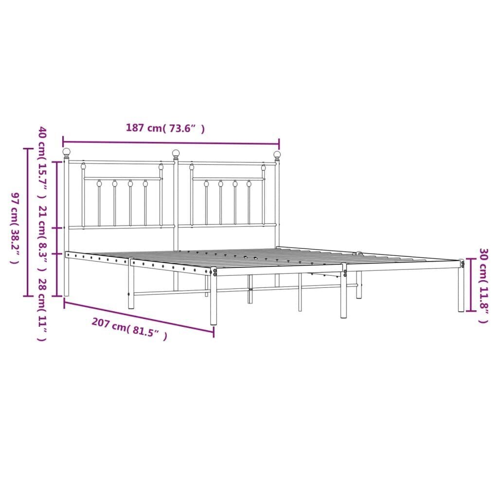 vidaXL Metallinen sängynrunko päädyllä musta 180x200 cm hinta ja tiedot | Sängyt | hobbyhall.fi