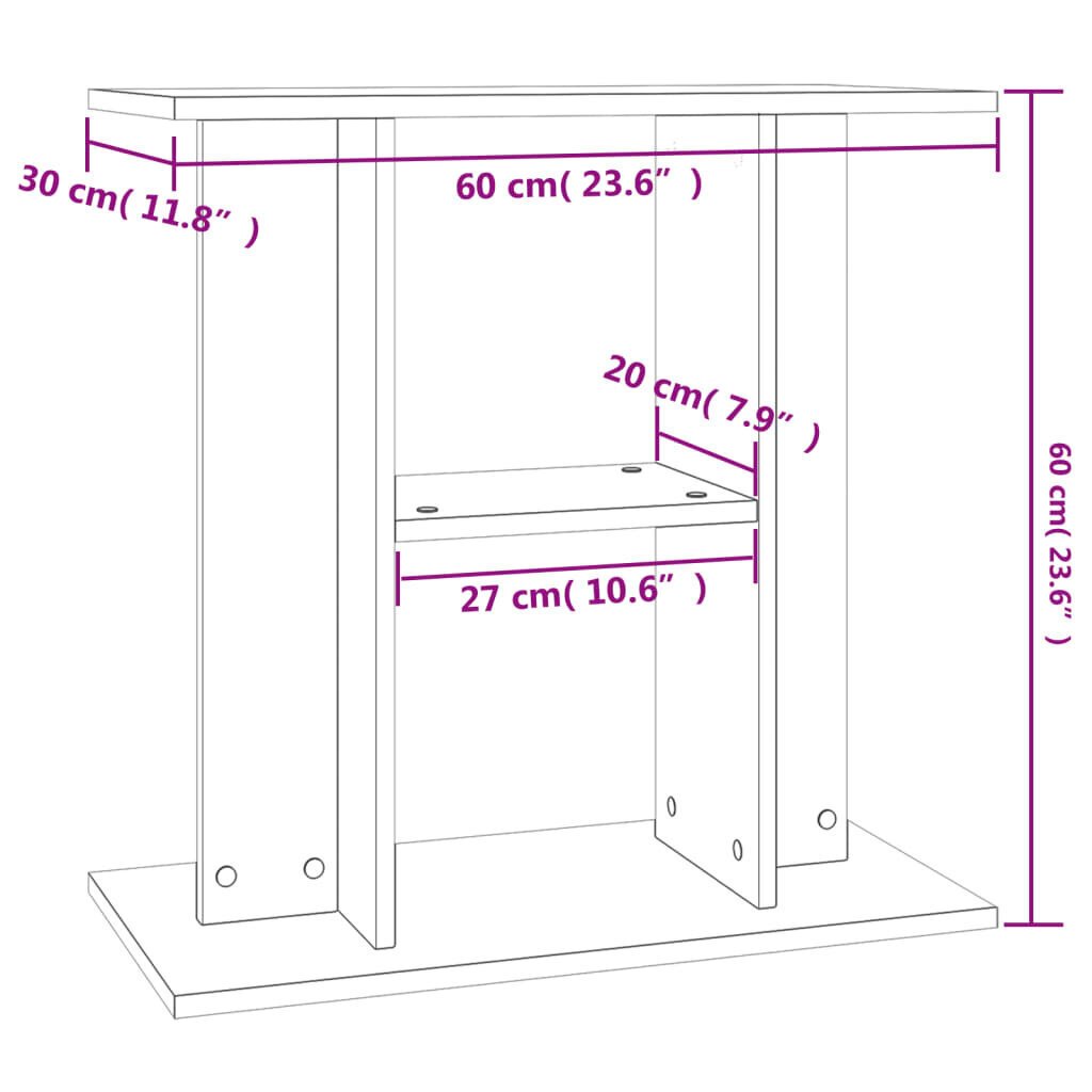 vidaXL Akvaarioteline betoninharmaa 60x30x60 cm tekninen puu hinta ja tiedot | Akvaariotarvikkeet | hobbyhall.fi