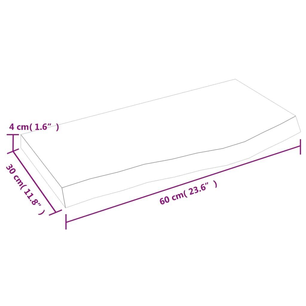 vidaXL Seinähylly vaaleanruskea 60x30x(2-4) cm käsitelty täystammi hinta ja tiedot | Hyllyt | hobbyhall.fi