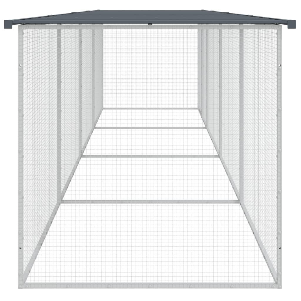 vidaXL Kanahäkki katolla antrasiitti 403x98x90 cm galvanoitu teräs hinta ja tiedot | Lintulaudat ja lintuhäkit | hobbyhall.fi