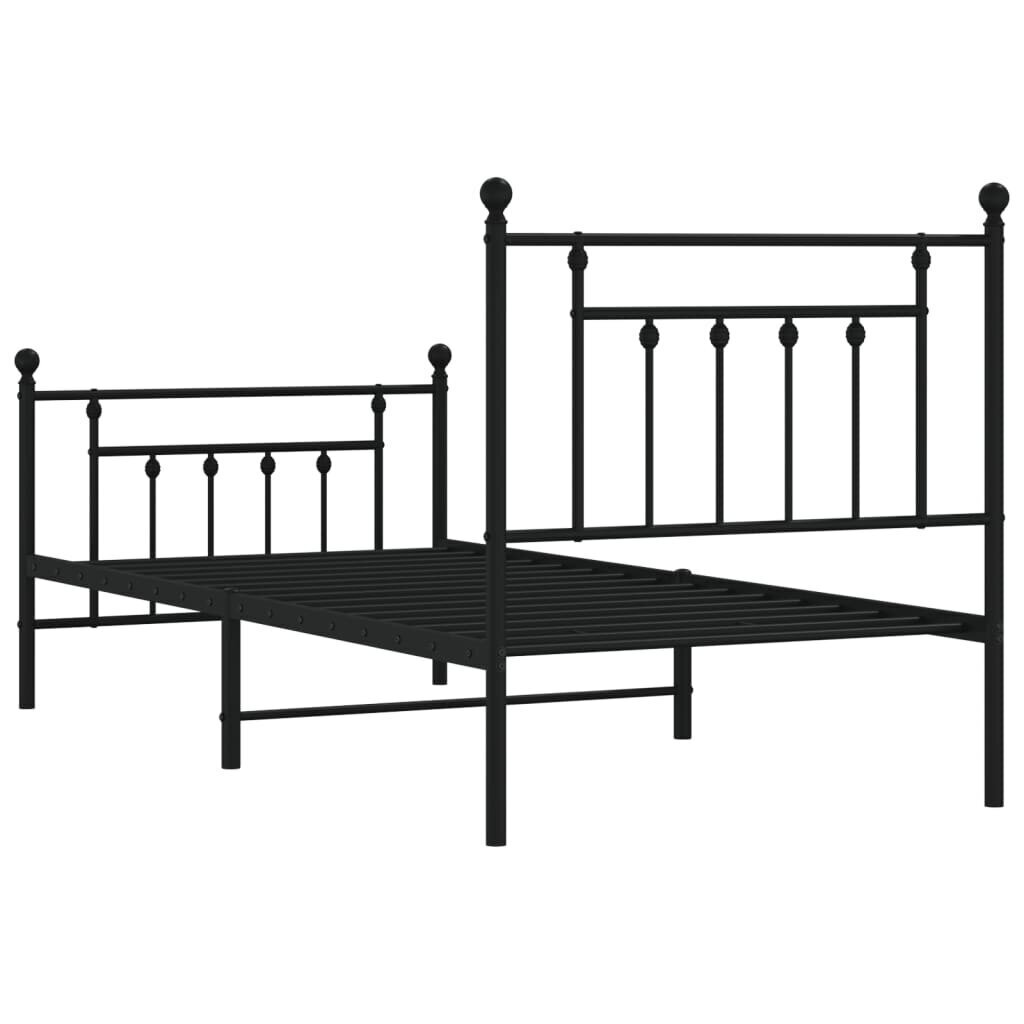 vidaXL Metallinen sängynrunko päädyillä musta 90x200 cm hinta ja tiedot | Sängyt | hobbyhall.fi