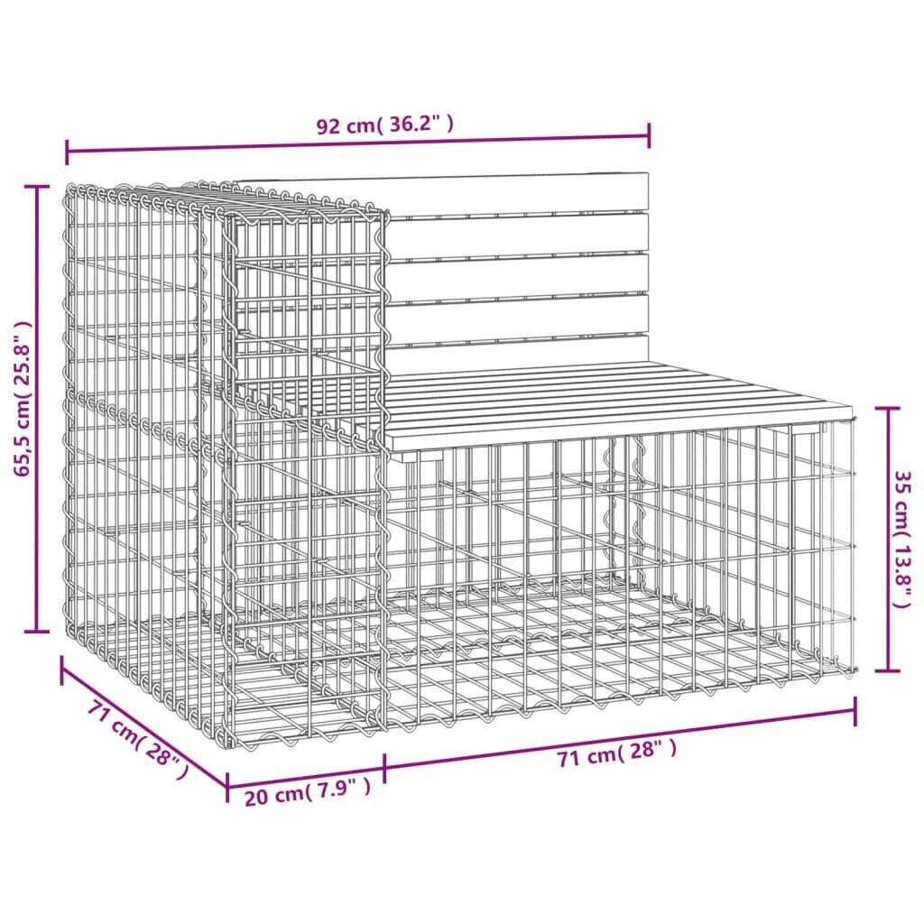 vidaXL Puutarhapenkki kivikori tyyli 92x71x65,5 cm täysi douglaskuusi hinta ja tiedot | Puutarhapenkit | hobbyhall.fi