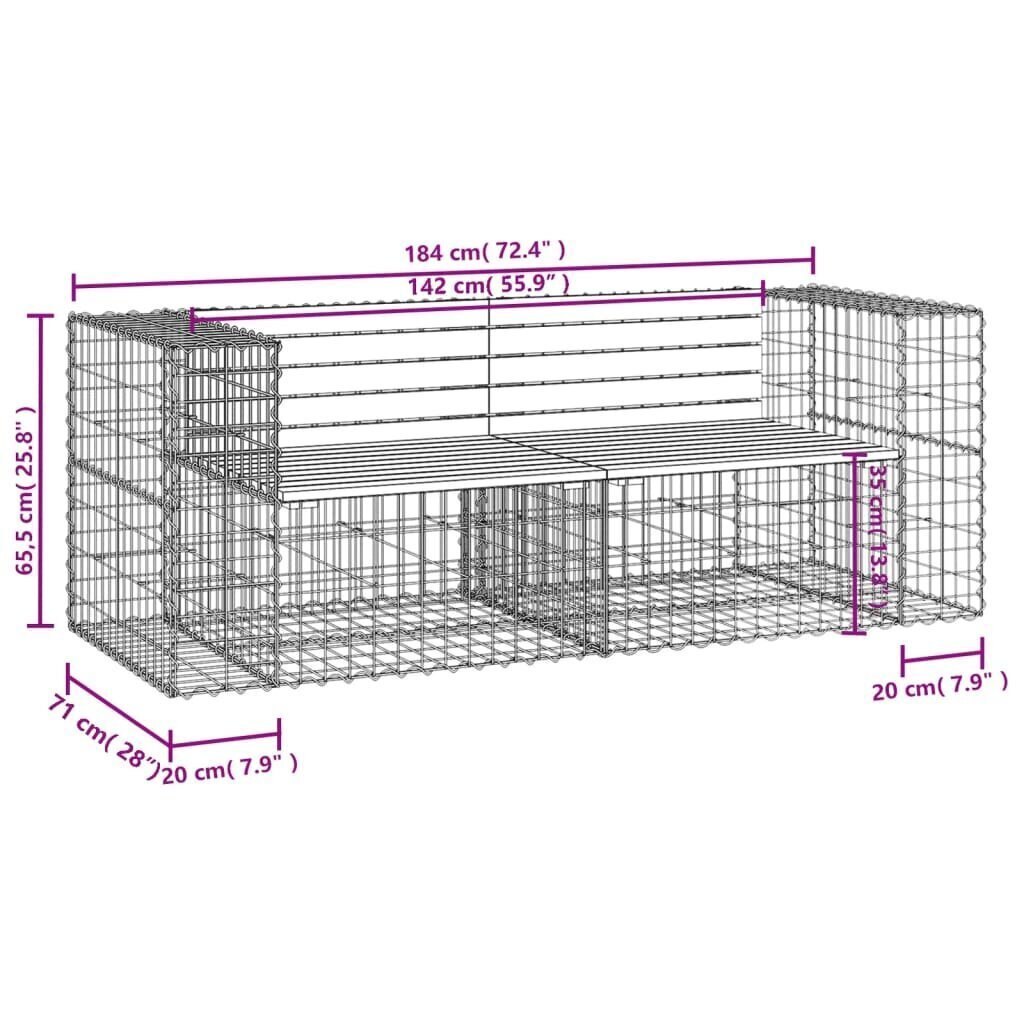 vidaXL Puutarhapenkki kivikori tyyli 184x71x65,5 cm kyllästetty mänty hinta ja tiedot | Puutarhapenkit | hobbyhall.fi