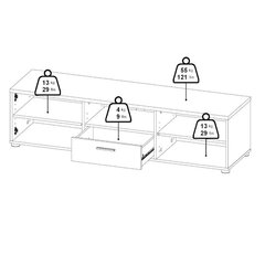 TV-taso Aatrium Media, 147,2x39x38 cm, valkoinen hinta ja tiedot | TV-tasot | hobbyhall.fi