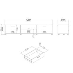 TV-taso Aatrium Media, 177,2x39x38 cm, musta hinta ja tiedot | TV-tasot | hobbyhall.fi