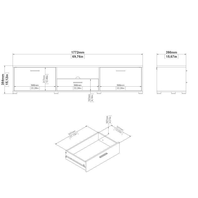 TV-taso Aatrium Media, 177,2x39x38 cm, musta hinta ja tiedot | TV-tasot | hobbyhall.fi