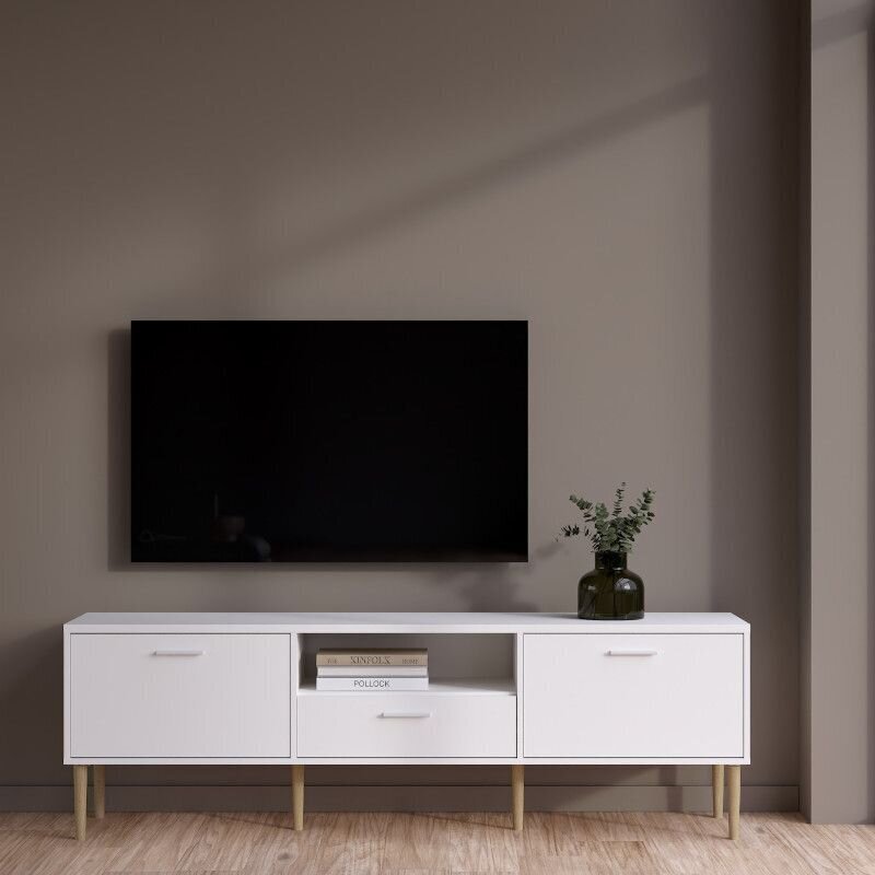 TV-taso Aatrium Media, 177,2x39x56 cm, valkoinen hinta ja tiedot | TV-tasot | hobbyhall.fi