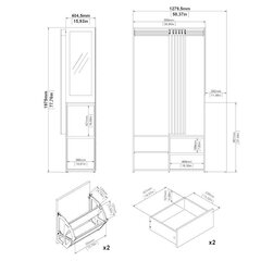 Eteiskaapisto Aatrium Kit, 127x40x197 cm, ruskea/harmaa hinta ja tiedot | Eteisen lipastot | hobbyhall.fi