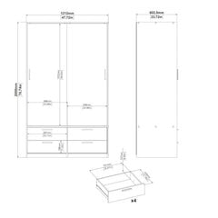 Kaappi Aatrium Line, 121x60x200 cm, valkoinen hinta ja tiedot | Kaapit | hobbyhall.fi