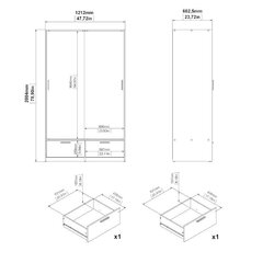 Kaappi Aatrium Line, 121x60x200 cm, valkoinen hinta ja tiedot | Kaapit | hobbyhall.fi