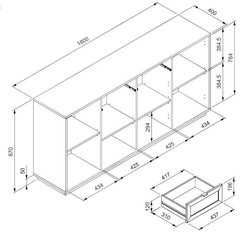 Lipasto Aatrium Flores, 180x40x87 cm, valkoinen hinta ja tiedot | Lipastot | hobbyhall.fi