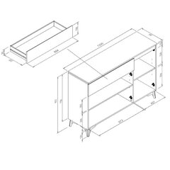 Lipasto Aatrium Bertrix, 133x40x92 cm, valkoinen hinta ja tiedot | Lipastot | hobbyhall.fi