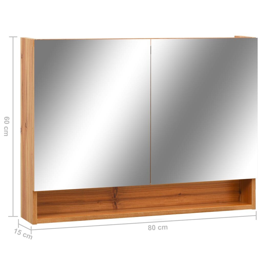 vidaXL LED kylpyhuoneen peilikaappi tammi 80x15x60 cm MDF hinta ja tiedot | Kylpyhuonekaapit | hobbyhall.fi