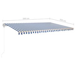 vidaXL Automaattisesti sisäänkelattava markiisi 500x350 cm sinivalk. hinta ja tiedot | Aurinkovarjot ja markiisit | hobbyhall.fi