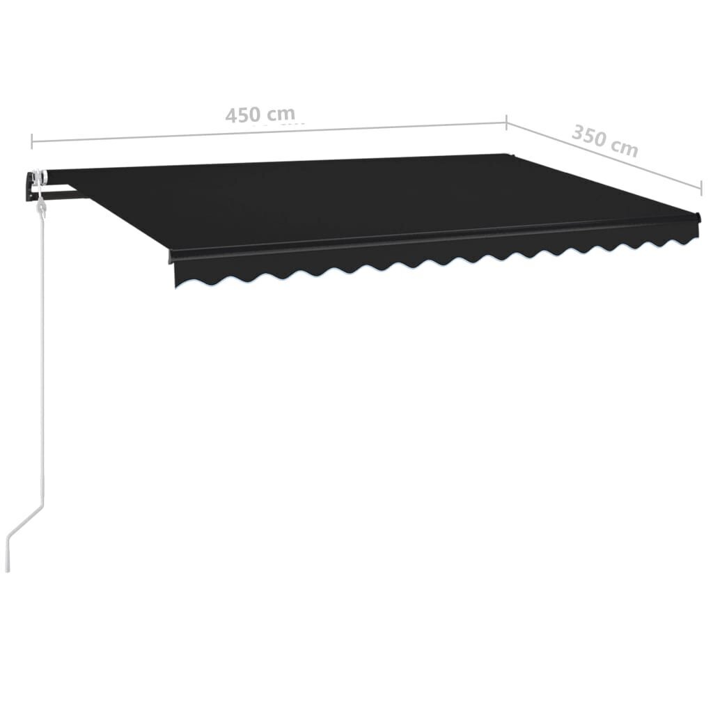 vidaXL Sisäänkelattava markiisi LED/tuulisensori 450x350cm antrasiitti hinta ja tiedot | Aurinkovarjot ja markiisit | hobbyhall.fi