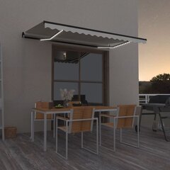 vidaXL Manuaalisesti sisäänkelattava markiisi LEDillä 400x350 cm kerma hinta ja tiedot | Aurinkovarjot ja markiisit | hobbyhall.fi